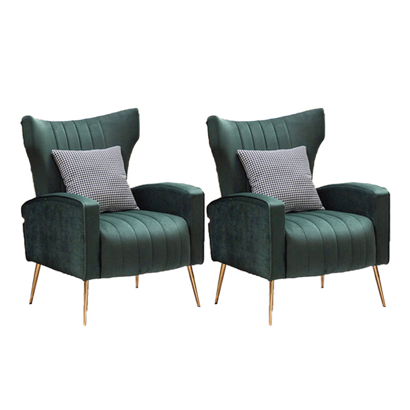 Scandinavian 30"Wide Sewn Pillow Back Square Arm Wingback Chair Blackish Green 2 Piece Set Clearhalo 'Accent Chairs' 'accent_chairs' 'Chairs & Seating' 'furn' 'furn_accent_chairs' 'Furniture' 'Living Room Furniture' 5702478