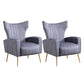 Scandinavian 30"Wide Sewn Pillow Back Square Arm Wingback Chair Grey 2 Piece Set Clearhalo 'Accent Chairs' 'accent_chairs' 'Chairs & Seating' 'furn' 'furn_accent_chairs' 'Furniture' 'Living Room Furniture' 5702479