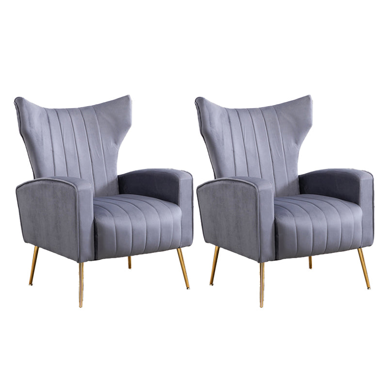 Scandinavian 30"Wide Sewn Pillow Back Square Arm Wingback Chair Grey 2 Piece Set Clearhalo 'Accent Chairs' 'accent_chairs' 'Chairs & Seating' 'furn' 'furn_accent_chairs' 'Furniture' 'Living Room Furniture' 5702479