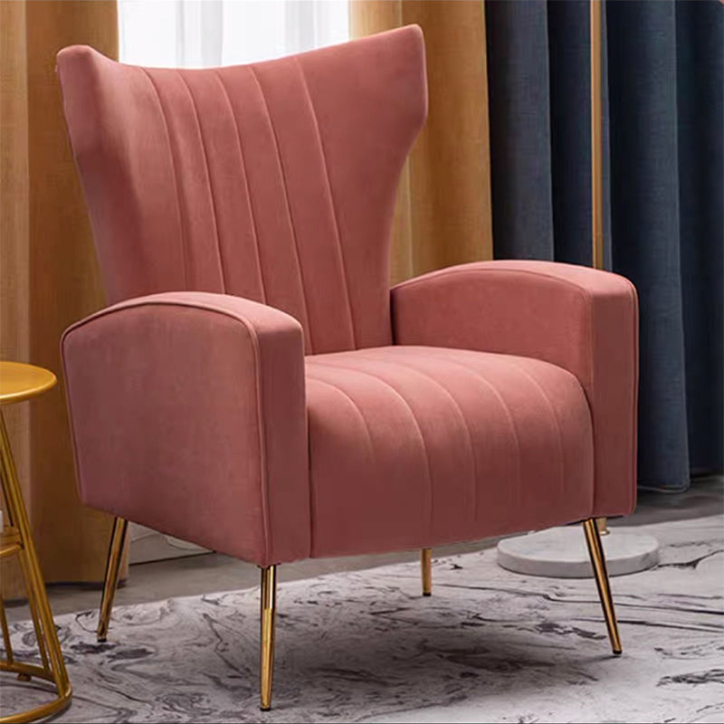 Scandinavian 30"Wide Sewn Pillow Back Square Arm Wingback Chair Dark Pink 1 Piece Clearhalo 'Accent Chairs' 'accent_chairs' 'Chairs & Seating' 'furn' 'furn_accent_chairs' 'Furniture' 'Living Room Furniture' 5702480