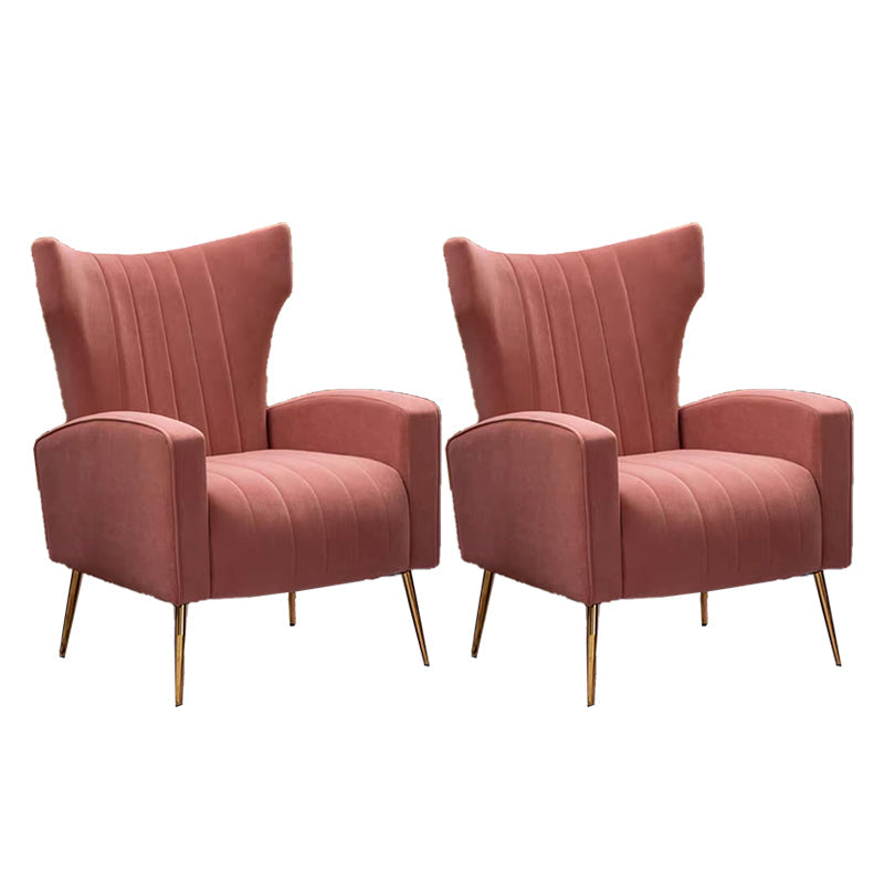 Scandinavian 30"Wide Sewn Pillow Back Square Arm Wingback Chair Dark Pink 2 Piece Set Clearhalo 'Accent Chairs' 'accent_chairs' 'Chairs & Seating' 'furn' 'furn_accent_chairs' 'Furniture' 'Living Room Furniture' 5702481