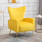 Scandinavian 30"Wide Sewn Pillow Back Square Arm Wingback Chair Yellow 1 Piece Clearhalo 'Accent Chairs' 'accent_chairs' 'Chairs & Seating' 'furn' 'furn_accent_chairs' 'Furniture' 'Living Room Furniture' 5702482