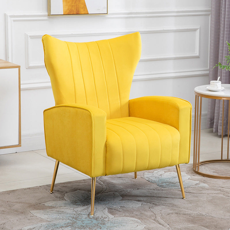 Scandinavian 30"Wide Sewn Pillow Back Square Arm Wingback Chair Yellow 1 Piece Clearhalo 'Accent Chairs' 'accent_chairs' 'Chairs & Seating' 'furn' 'furn_accent_chairs' 'Furniture' 'Living Room Furniture' 5702482