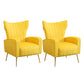 Scandinavian 30"Wide Sewn Pillow Back Square Arm Wingback Chair Yellow 2 Piece Set Clearhalo 'Accent Chairs' 'accent_chairs' 'Chairs & Seating' 'furn' 'furn_accent_chairs' 'Furniture' 'Living Room Furniture' 5702483