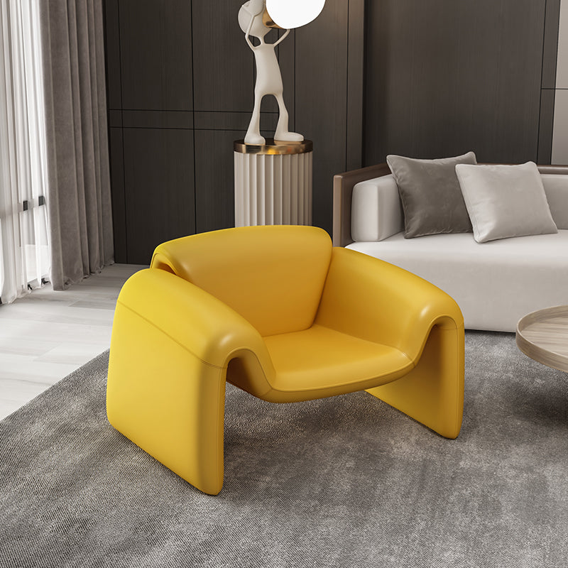 Modern Style Leather Handrail Sledge Base Fixed Back ARM Chair