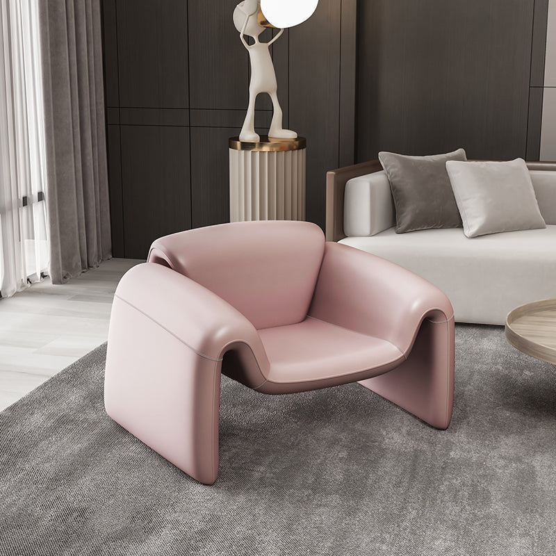 Modern Style Leather Handrail Sledge Base Fixed Back ARM Chair