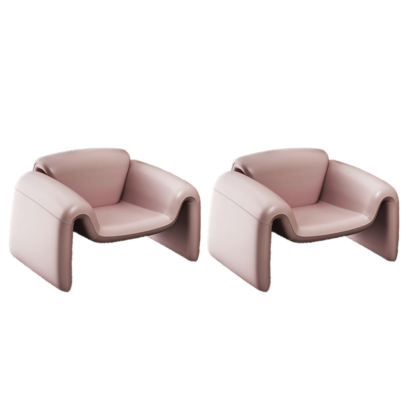 Modern Style Leather Handrail Sledge Base Fixed Back ARM Chair