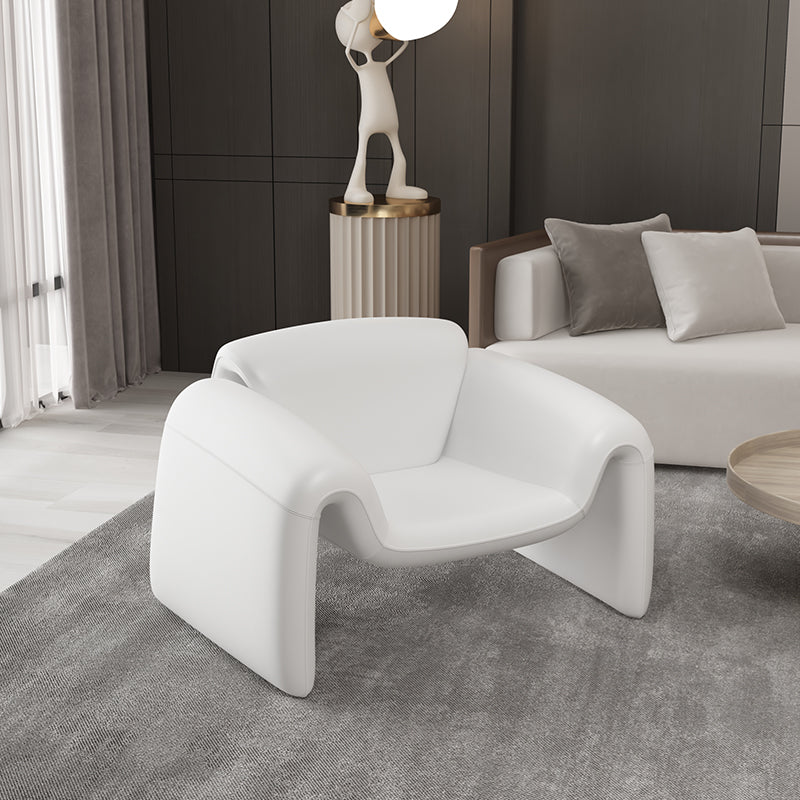 Modern Style Leather Handrail Sledge Base Fixed Back ARM Chair