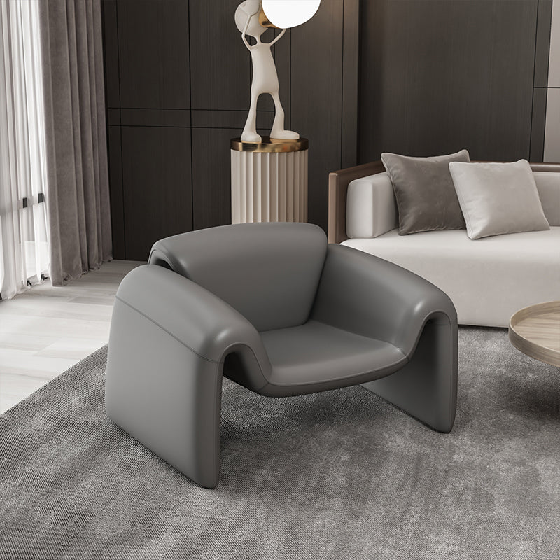 Modern Style Leather Handrail Sledge Base Fixed Back ARM Chair