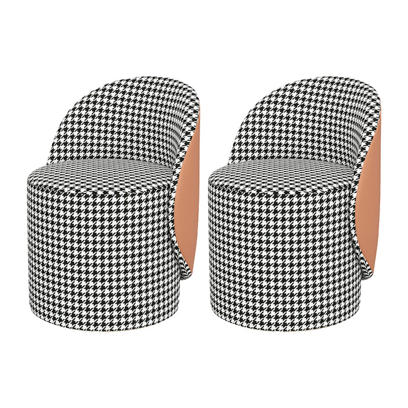 Contemporary 15.7"Wide Accent Chair Fixed Back Armless Sponge Side Chair Orange Houndstooth 2 Piece Set Clearhalo 'Accent Chairs' 'accent_chairs' 'Chairs & Seating' 'furn' 'furn_accent_chairs' 'Furniture' 'Living Room Furniture' 5702511