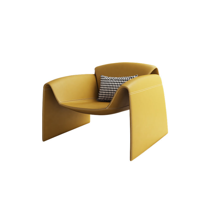 Modern Round Arms Barrel Chair Fixed Back Barrel Accent Chair for Bedroom