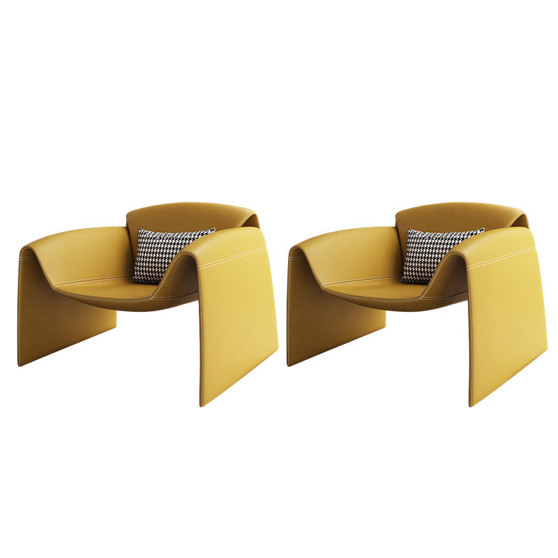 Modern Round Arms Barrel Chair Fixed Back Barrel Accent Chair for Bedroom