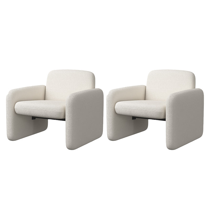 Nordic Style Cloth Handrails Fixed Backrest Square Armrest Sledge Base Arm Chair White 2 Piece Set Clearhalo 'Accent Chairs' 'accent_chairs' 'Chairs & Seating' 'furn' 'furn_accent_chairs' 'Furniture' 'Living Room Furniture' 5702579