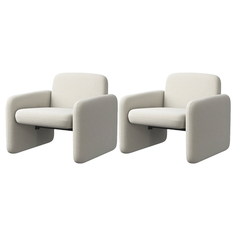 Nordic Style Cloth Handrails Fixed Backrest Square Armrest Sledge Base Arm Chair Off-White 2 Piece Set Clearhalo 'Accent Chairs' 'accent_chairs' 'Chairs & Seating' 'furn' 'furn_accent_chairs' 'Furniture' 'Living Room Furniture' 5702587