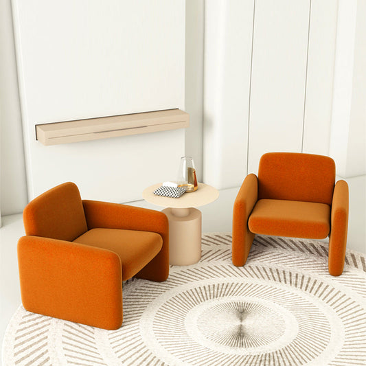 Nordic Style Cloth Handrails Fixed Backrest Square Armrest Sledge Base Arm Chair Clearhalo 'Accent Chairs' 'accent_chairs' 'Chairs & Seating' 'furn' 'furn_accent_chairs' 'Furniture' 'Living Room Furniture' 5702588