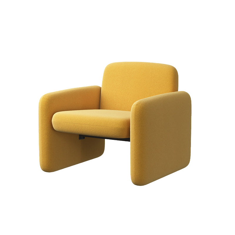 Nordic Style Cloth Handrails Fixed Backrest Square Armrest Sledge Base Arm Chair Yellow 1 Piece Clearhalo 'Accent Chairs' 'accent_chairs' 'Chairs & Seating' 'furn' 'furn_accent_chairs' 'Furniture' 'Living Room Furniture' 5702589