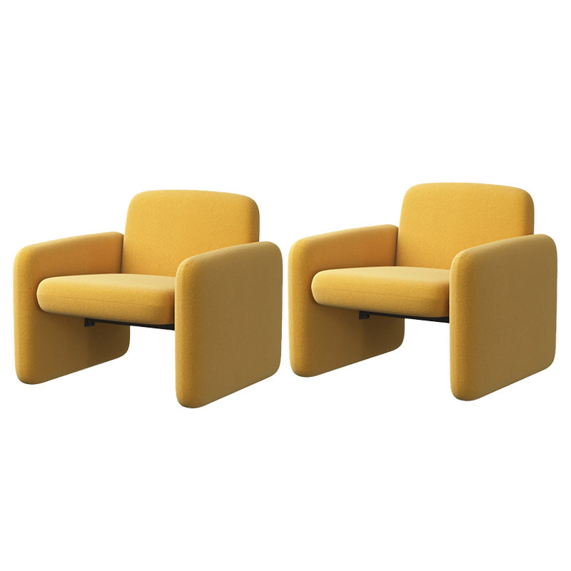 Nordic Style Cloth Handrails Fixed Backrest Square Armrest Sledge Base Arm Chair Yellow 2 Piece Set Clearhalo 'Accent Chairs' 'accent_chairs' 'Chairs & Seating' 'furn' 'furn_accent_chairs' 'Furniture' 'Living Room Furniture' 5702590