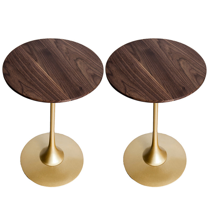 Scandinavian Round Solid Wood Top Side Table Metal Pedestal End Table Gold-Brown 2 Clearhalo 'Coffee & Accent Tables' 'End & Side Tables' 'end_side_tables' 'furn' 'furn_end_side_tables' 'Furniture' 'Living Room Furniture' 5702674
