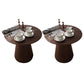 Contemporary Style Side End Table Pedestal Wooden Round Sofa Side Accent Table