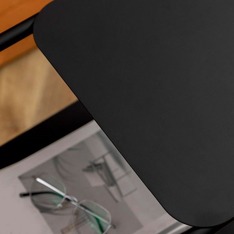 Square Sleigh Base Design Metal Table Medieval Modern Style with Storage Rack Side Table Clearhalo 'Coffee & Accent Tables' 'End & Side Tables' 'end_side_tables' 'furn' 'furn_end_side_tables' 'Furniture' 'Living Room Furniture' 5703031