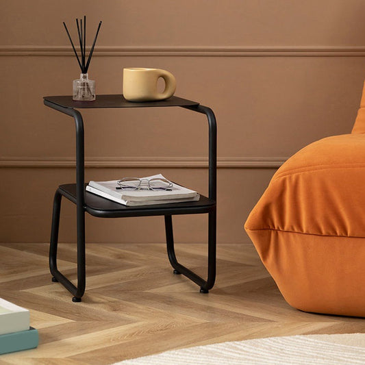 Square Sleigh Base Design Metal Table Medieval Modern Style with Storage Rack Side Table Clearhalo 'Coffee & Accent Tables' 'End & Side Tables' 'end_side_tables' 'furn' 'furn_end_side_tables' 'Furniture' 'Living Room Furniture' 5703032