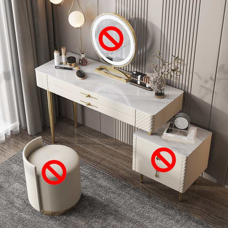 Schiefer -Top -Make -up -Waschtisch mit Schublade, Glamholz -Schminktisch