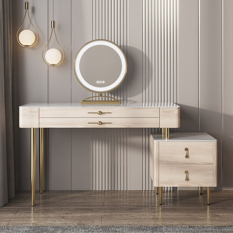 Schiefer -Top -Make -up -Waschtisch mit Schublade, Glamholz -Schminktisch