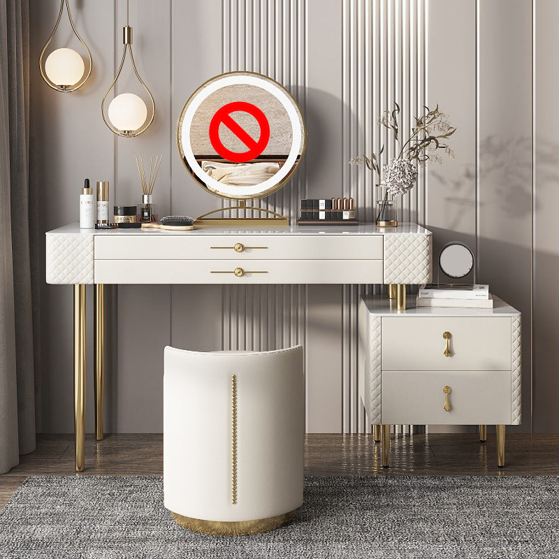 Schiefer -Top -Make -up -Waschtisch mit Schublade, Glamholz -Schminktisch