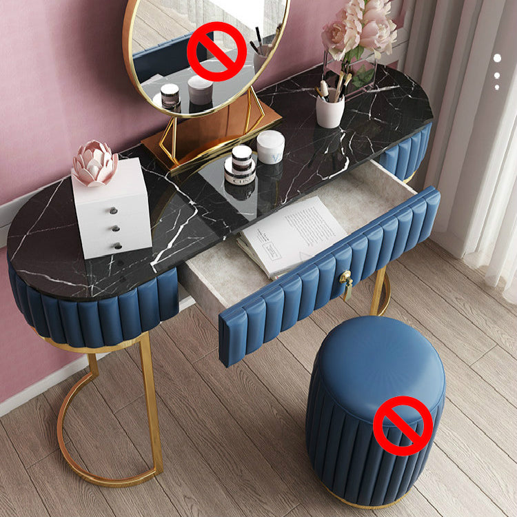 Glam Slate Top Make -up Waschtisch Set Blau 1 Schubladen Eitelkeitsveredelungstisch
