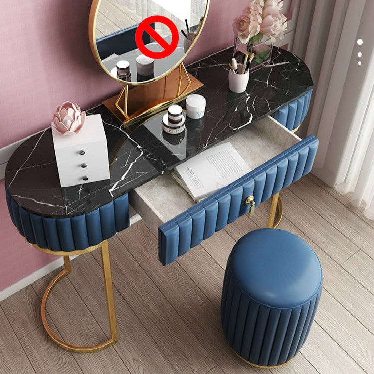 Glam Slate Top Make -up Waschtisch Set Blau 1 Schubladen Eitelkeitsveredelungstisch