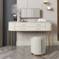 Glam Beige Makeup Dressing Table Stool Set Slate Top Vanity Tables
