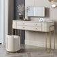 Glam Beige Makeup Dressing Table Stool Set Slate Top Vanity Tables