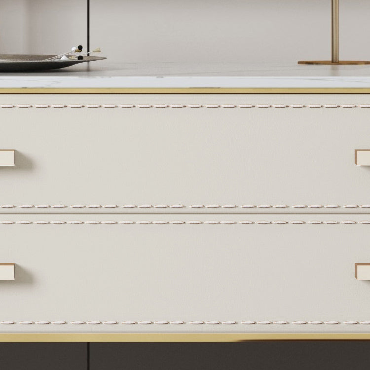 Glam Beige Makeup Dressing Table Stool Set Slate Top Vanity Tables