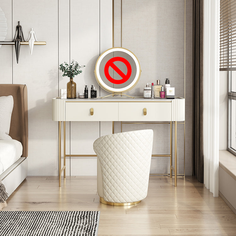 スレートトップ、ベージュバニティドレッシングテーブル付きのグラスメイクカウンター