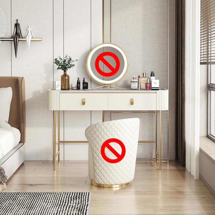 スレートトップ、ベージュバニティドレッシングテーブル付きのグラスメイクカウンター