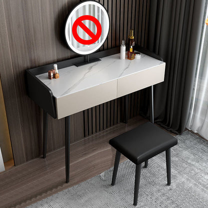 Contemporary Makeup Vanity Desk 2-Drawer Vanity Dressing Table with Slate Top
