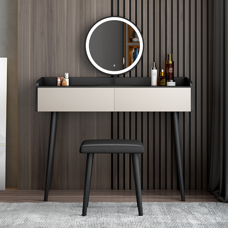 Contemporary Makeup Vanity Desk 2-Drawer Vanity Dressing Table with Slate Top