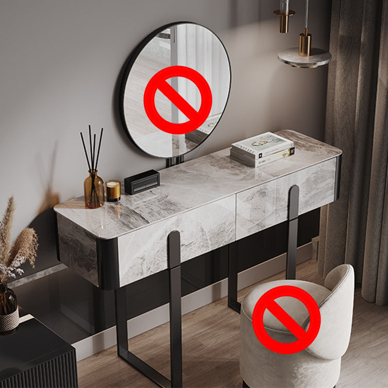 Glam Slate Top Vanity Table 2-Drawer Vanity Dressing Table Set Makeup Vanity Black Clearhalo 'Bedroom Furniture' 'furn' 'furn_makeup_vanities' 'Furniture' 'Makeup Vanities' 'makeup_vanities' 5703223