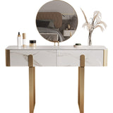Glam Slate Top Vanity Table 2-Drawer Vanity Dressing Table Set Clearhalo 'Bedroom Furniture' 'furn' 'furn_makeup_vanities' 'Furniture' 'Makeup Vanities' 'makeup_vanities' 5703227
