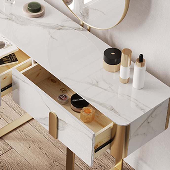 Glam Slate Top Vanity Table 2-Drawer Vanity Dressing Table Set Clearhalo 'Bedroom Furniture' 'furn' 'furn_makeup_vanities' 'Furniture' 'Makeup Vanities' 'makeup_vanities' 5703230