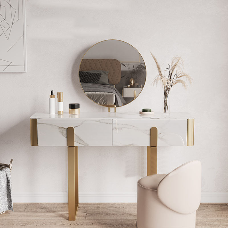 Glam Slate Top Vanity Table 2-Drawer Vanity Dressing Table Set Clearhalo 'Bedroom Furniture' 'furn' 'furn_makeup_vanities' 'Furniture' 'Makeup Vanities' 'makeup_vanities' 5703232