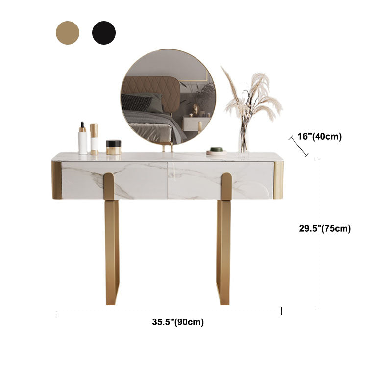 Glam Slate Top Vanity Table 2-Drawer Vanity Dressing Table Set Clearhalo 'Bedroom Furniture' 'furn' 'furn_makeup_vanities' 'Furniture' 'Makeup Vanities' 'makeup_vanities' 5703234