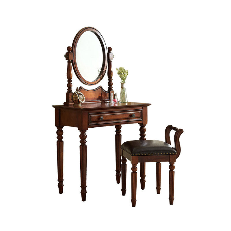 Solid Wood Vanity Makeup Table Set Traditional 1 Drawer Dressing Table