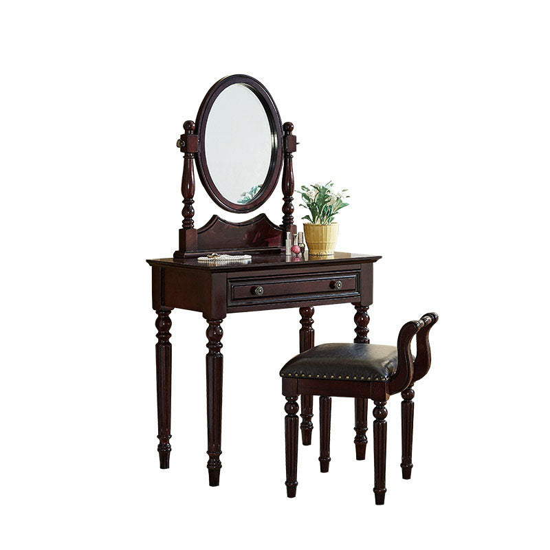 Solid Wood Vanity Makeup Table Set Traditional 1 Drawer Dressing Table