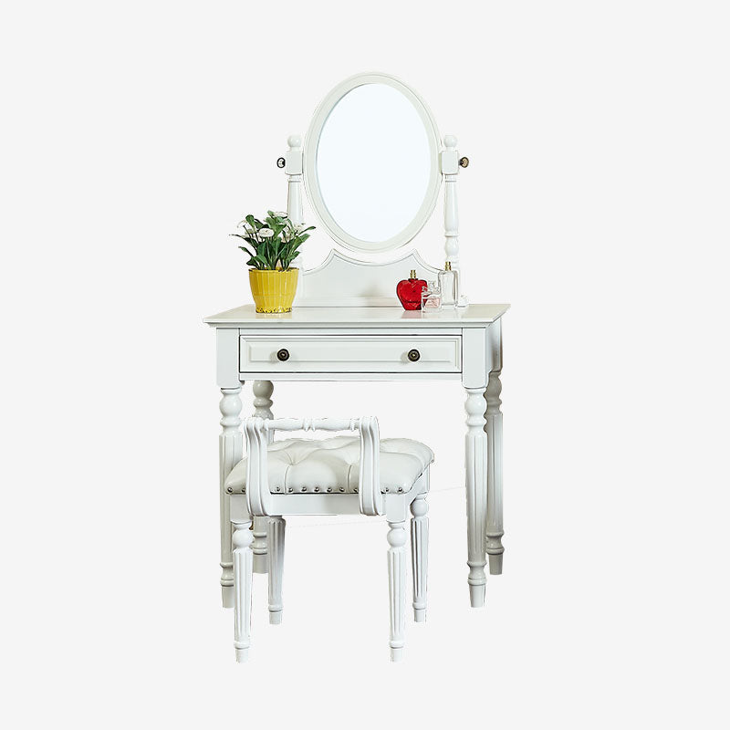 Solid Wood Vanity Makeup Table Set Traditional 1 Drawer Dressing Table