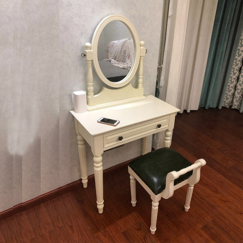 Solid Wood Vanity Makeup Table Set Traditional 1 Drawer Dressing Table