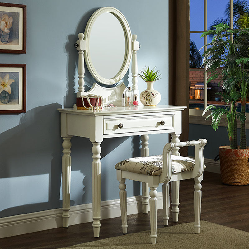 Solid Wood Vanity Makeup Table Set Traditional 1 Drawer Dressing Table