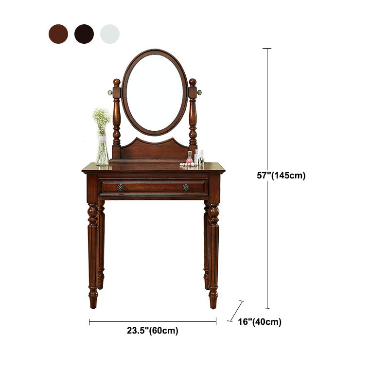 Solid Wood Vanity Makeup Table Set Traditional 1 Drawer Dressing Table