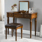Traditional Vanity Dressing Table Solid Wood 2-Drawer Makeup Vanity Desk Makeup Vanity & Stools Brown Clearhalo 'Bedroom Furniture' 'furn' 'furn_makeup_vanities' 'Furniture' 'Makeup Vanities' 'makeup_vanities' 5703257