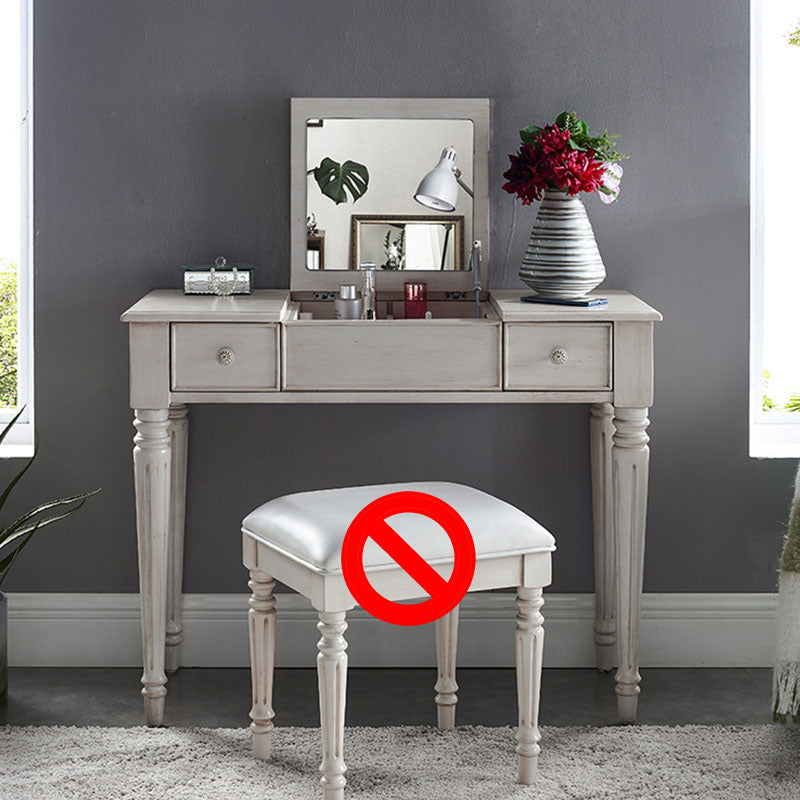 Traditional Vanity Dressing Table Solid Wood 2-Drawer Makeup Vanity Desk Makeup Vanity White Clearhalo 'Bedroom Furniture' 'furn' 'furn_makeup_vanities' 'Furniture' 'Makeup Vanities' 'makeup_vanities' 5703258